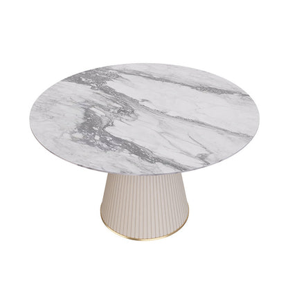 Traditional Luxury Dining Table Round Sintered Stone Dining Table for Home Gray Without Chairs Clearhalo ' dining_table' 'Dining Tables & Seating' 'Dining Tables' 'furn' 'furn_dining_table' 'Furniture' 'furniture_dining_table' 'Kitchen & Dining Furniture' 'kitchen&dining_furn' 'kitchen' 'kitchen_dining_table' 4491258