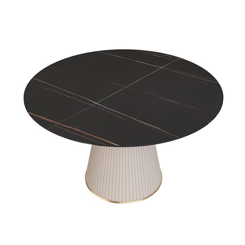 Traditional Luxury Dining Table Round Sintered Stone Dining Table for Home Black Gold Without Chairs Clearhalo ' dining_table' 'Dining Tables & Seating' 'Dining Tables' 'furn' 'furn_dining_table' 'Furniture' 'furniture_dining_table' 'Kitchen & Dining Furniture' 'kitchen&dining_furn' 'kitchen' 'kitchen_dining_table' 4491259