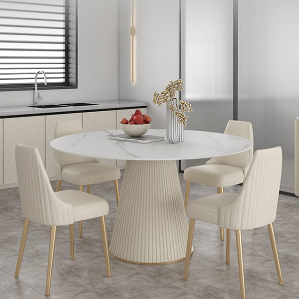 Traditional Luxury Dining Table Round Sintered Stone Dining Table for Home Clearhalo ' dining_table' 'Dining Tables & Seating' 'Dining Tables' 'furn' 'furn_dining_table' 'Furniture' 'furniture_dining_table' 'Kitchen & Dining Furniture' 'kitchen&dining_furn' 'kitchen' 'kitchen_dining_table' 4491269