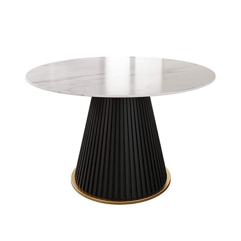 Traditional Luxury Dining Table Round Sintered Stone Pedestal Dining Table Black Without Chairs Clearhalo ' dining_table' 'Dining Tables & Seating' 'Dining Tables' 'furn' 'furn_dining_table' 'Furniture' 'furniture_dining_table' 'Kitchen & Dining Furniture' 'kitchen&dining_furn' 'kitchen' 'kitchen_dining_table' 4491294