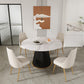 Traditional Luxury Dining Table Round Sintered Stone Pedestal Dining Table Black 39.4"L x 39.4"W x 29.5"H Without Chairs Clearhalo ' dining_table' 'Dining Tables & Seating' 'Dining Tables' 'furn' 'furn_dining_table' 'Furniture' 'furniture_dining_table' 'Kitchen & Dining Furniture' 'kitchen&dining_furn' 'kitchen' 'kitchen_dining_table' 4491296