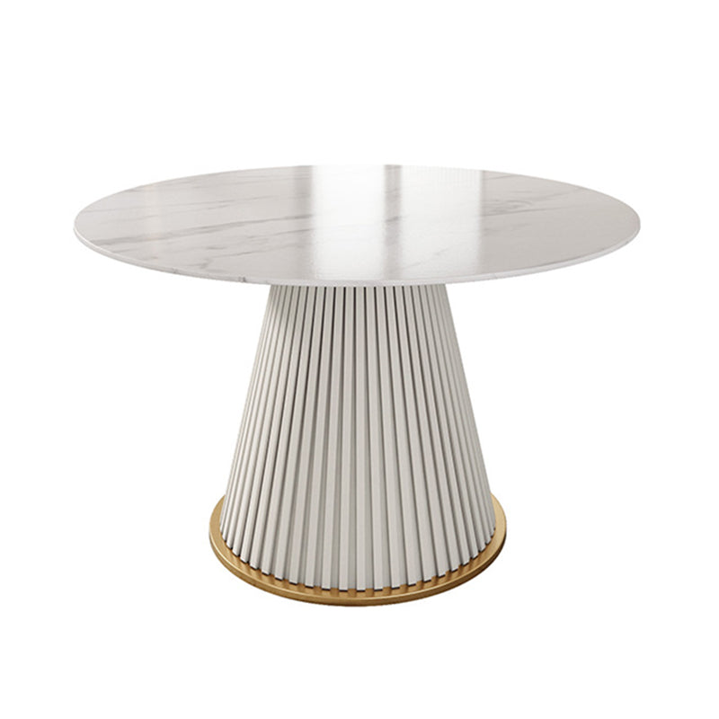 Traditional Luxury Dining Table Round Sintered Stone Pedestal Dining Table White Without Chairs Clearhalo ' dining_table' 'Dining Tables & Seating' 'Dining Tables' 'furn' 'furn_dining_table' 'Furniture' 'furniture_dining_table' 'Kitchen & Dining Furniture' 'kitchen&dining_furn' 'kitchen' 'kitchen_dining_table' 4491299