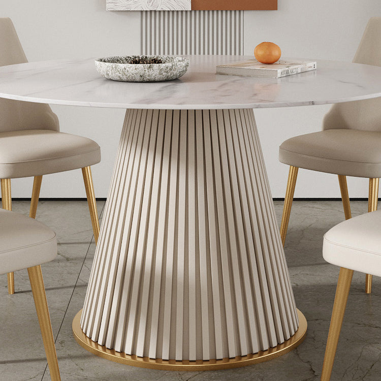 Traditional Luxury Dining Table Round Sintered Stone Pedestal Dining Table Clearhalo ' dining_table' 'Dining Tables & Seating' 'Dining Tables' 'furn' 'furn_dining_table' 'Furniture' 'furniture_dining_table' 'Kitchen & Dining Furniture' 'kitchen&dining_furn' 'kitchen' 'kitchen_dining_table' 4491301