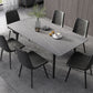 Industrial Style Dining Table Rectangle Sintered Stone 4 Legs Table with Black Frame Light Gray Without Chairs Clearhalo ' dining_table' 'Dining Tables & Seating' 'Dining Tables' 'furn' 'furn_dining_table' 'Furniture' 'furniture_dining_table' 'Kitchen & Dining Furniture' 'kitchen&dining_furn' 'kitchen' 'kitchen_dining_table' 4491309