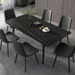 Industrial Style Dining Table Rectangle Sintered Stone 4 Legs Table with Black Frame Black Gold Without Chairs Clearhalo ' dining_table' 'Dining Tables & Seating' 'Dining Tables' 'furn' 'furn_dining_table' 'Furniture' 'furniture_dining_table' 'Kitchen & Dining Furniture' 'kitchen&dining_furn' 'kitchen' 'kitchen_dining_table' 4491314