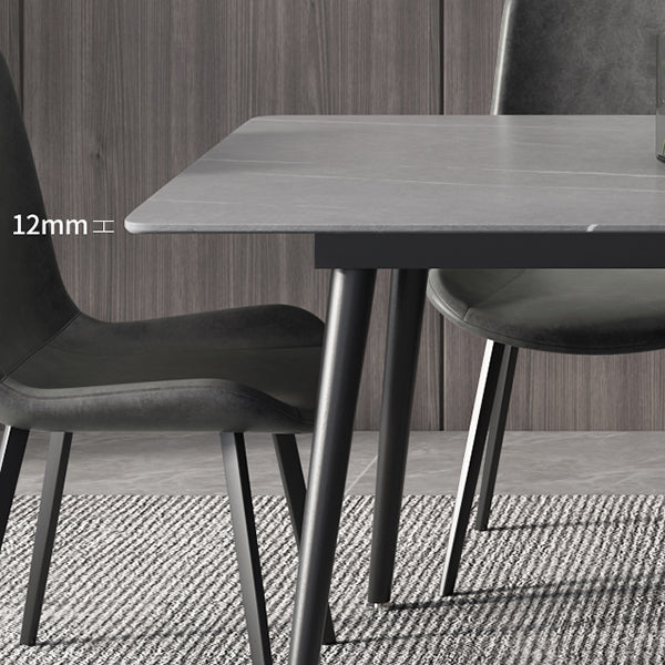 Industrial Style Dining Table Rectangle Sintered Stone 4 Legs Table with Black Frame Clearhalo ' dining_table' 'Dining Tables & Seating' 'Dining Tables' 'furn' 'furn_dining_table' 'Furniture' 'furniture_dining_table' 'Kitchen & Dining Furniture' 'kitchen&dining_furn' 'kitchen' 'kitchen_dining_table' 4491316