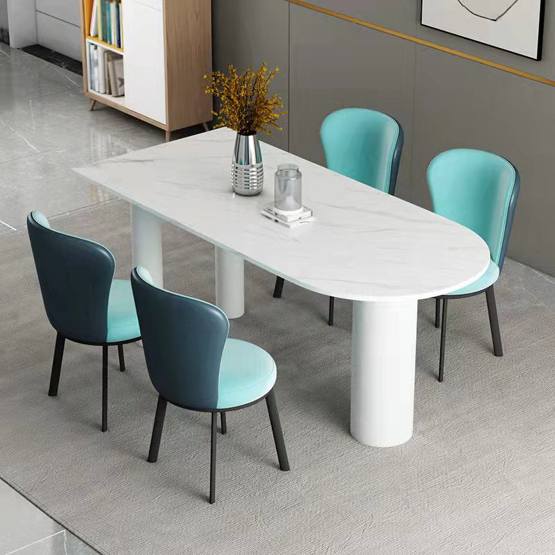 Metal Modern Free Form Table Sintered Stone Table with 3 Legs White Without Chairs Clearhalo ' dining_table' 'Dining Tables & Seating' 'Dining Tables' 'furn' 'furn_dining_table' 'Furniture' 'furniture_dining_table' 'Kitchen & Dining Furniture' 'kitchen&dining_furn' 'kitchen' 'kitchen_dining_table' 4491330