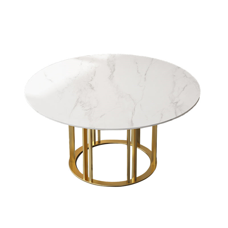 Round Sintered Stone Dining Table Traditional Luxury Dining Table with Gold Base Fixed Table Without Chairs Clearhalo ' dining_table' 'Dining Tables & Seating' 'Dining Tables' 'furn' 'furn_dining_table' 'Furniture' 'furniture_dining_table' 'Kitchen & Dining Furniture' 'kitchen&dining_furn' 'kitchen' 'kitchen_dining_table' 4491343