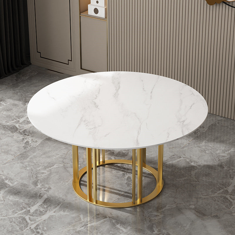 Round Sintered Stone Dining Table Traditional Luxury Dining Table with Gold Base Clearhalo ' dining_table' 'Dining Tables & Seating' 'Dining Tables' 'furn' 'furn_dining_table' 'Furniture' 'furniture_dining_table' 'Kitchen & Dining Furniture' 'kitchen&dining_furn' 'kitchen' 'kitchen_dining_table' 4491351