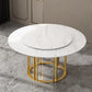 Round Sintered Stone Dining Table Traditional Luxury Dining Table with Gold Base Clearhalo ' dining_table' 'Dining Tables & Seating' 'Dining Tables' 'furn' 'furn_dining_table' 'Furniture' 'furniture_dining_table' 'Kitchen & Dining Furniture' 'kitchen&dining_furn' 'kitchen' 'kitchen_dining_table' 4491352