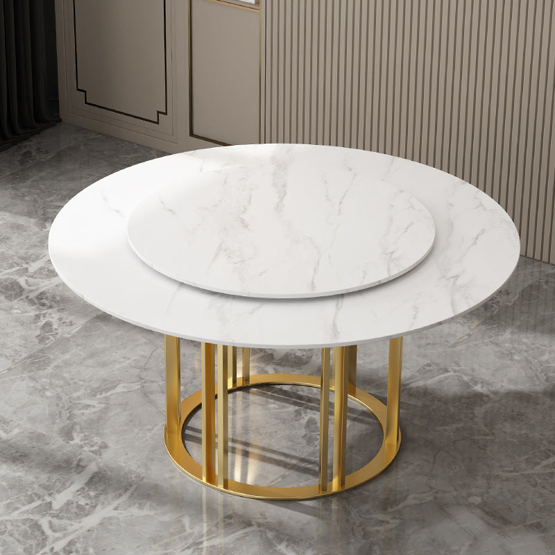 Round Sintered Stone Dining Table Traditional Luxury Dining Table with Gold Base Clearhalo ' dining_table' 'Dining Tables & Seating' 'Dining Tables' 'furn' 'furn_dining_table' 'Furniture' 'furniture_dining_table' 'Kitchen & Dining Furniture' 'kitchen&dining_furn' 'kitchen' 'kitchen_dining_table' 4491352
