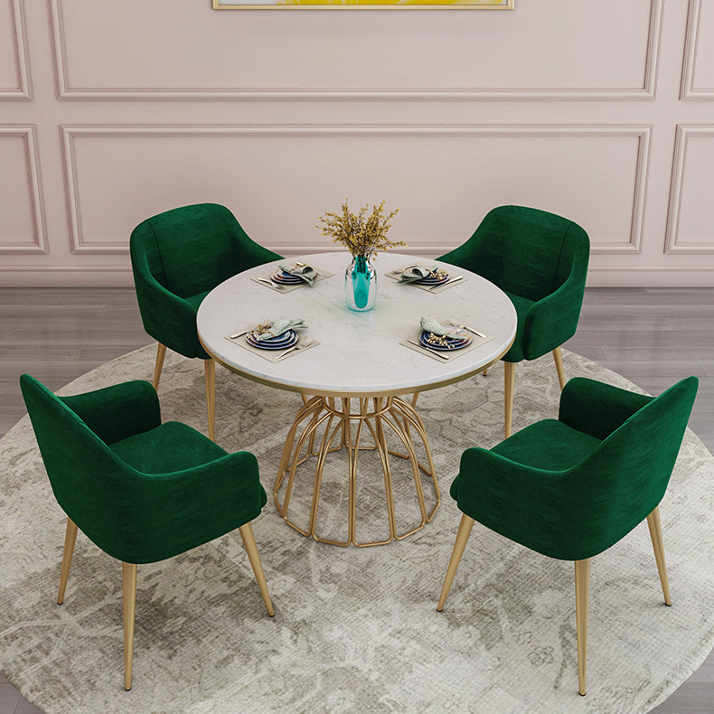 Metal Traditional Luxury Round Table Sintered Stone Top Table with Pedestal Base White 53.1"L x 53.1"W x 29.5"H Without Chairs Clearhalo ' dining_table' 'Dining Tables & Seating' 'Dining Tables' 'furn' 'furn_dining_table' 'Furniture' 'furniture_dining_table' 'Kitchen & Dining Furniture' 'kitchen&dining_furn' 'kitchen' 'kitchen_dining_table' 4491369