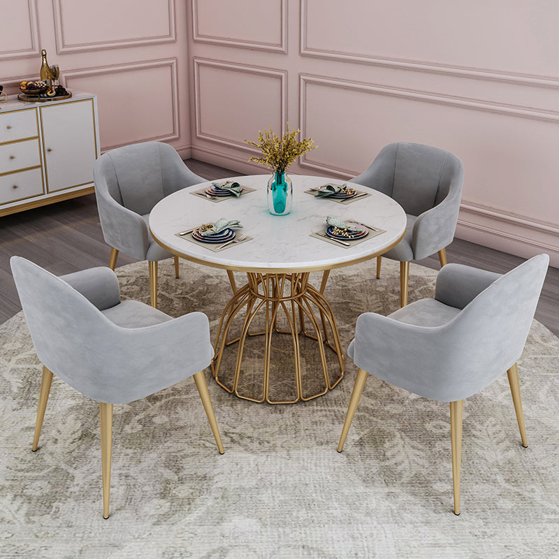 Metal Traditional Luxury Round Table Sintered Stone Top Table with Pedestal Base Clearhalo ' dining_table' 'Dining Tables & Seating' 'Dining Tables' 'furn' 'furn_dining_table' 'Furniture' 'furniture_dining_table' 'Kitchen & Dining Furniture' 'kitchen&dining_furn' 'kitchen' 'kitchen_dining_table' 4491373