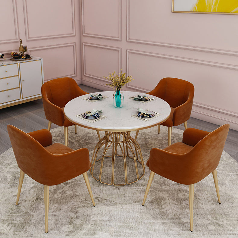 Metal Traditional Luxury Round Table Sintered Stone Top Table with Pedestal Base Clearhalo ' dining_table' 'Dining Tables & Seating' 'Dining Tables' 'furn' 'furn_dining_table' 'Furniture' 'furniture_dining_table' 'Kitchen & Dining Furniture' 'kitchen&dining_furn' 'kitchen' 'kitchen_dining_table' 4491374