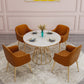 Metal Traditional Luxury Round Table Sintered Stone Top Table with Pedestal Base Clearhalo ' dining_table' 'Dining Tables & Seating' 'Dining Tables' 'furn' 'furn_dining_table' 'Furniture' 'furniture_dining_table' 'Kitchen & Dining Furniture' 'kitchen&dining_furn' 'kitchen' 'kitchen_dining_table' 4491377