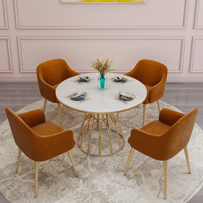 Metal Traditional Luxury Round Table Sintered Stone Top Table with Pedestal Base Clearhalo ' dining_table' 'Dining Tables & Seating' 'Dining Tables' 'furn' 'furn_dining_table' 'Furniture' 'furniture_dining_table' 'Kitchen & Dining Furniture' 'kitchen&dining_furn' 'kitchen' 'kitchen_dining_table' 4491377