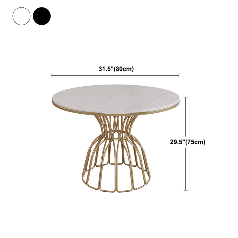Metal Traditional Luxury Round Table Sintered Stone Top Table with Pedestal Base Clearhalo ' dining_table' 'Dining Tables & Seating' 'Dining Tables' 'furn' 'furn_dining_table' 'Furniture' 'furniture_dining_table' 'Kitchen & Dining Furniture' 'kitchen&dining_furn' 'kitchen' 'kitchen_dining_table' 4491380