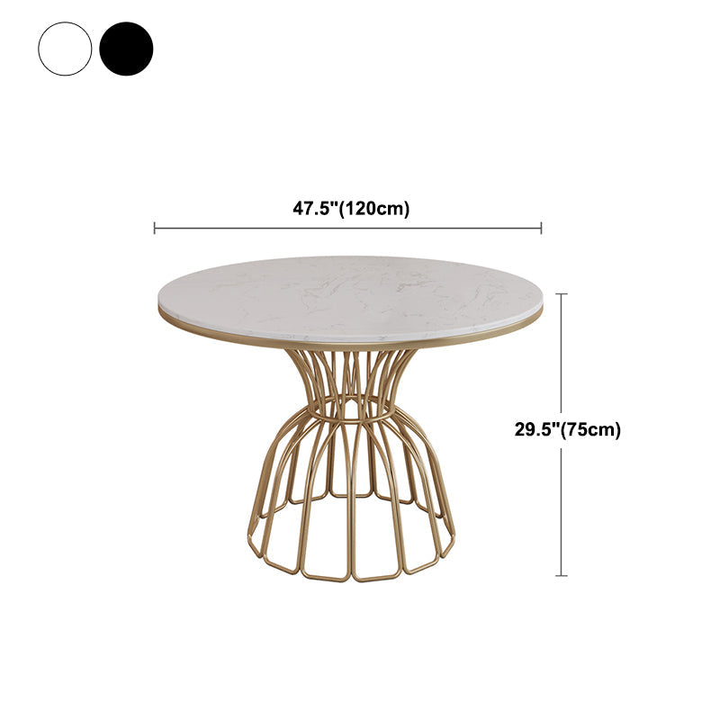 Metal Traditional Luxury Round Table Sintered Stone Top Table with Pedestal Base Clearhalo ' dining_table' 'Dining Tables & Seating' 'Dining Tables' 'furn' 'furn_dining_table' 'Furniture' 'furniture_dining_table' 'Kitchen & Dining Furniture' 'kitchen&dining_furn' 'kitchen' 'kitchen_dining_table' 4491382