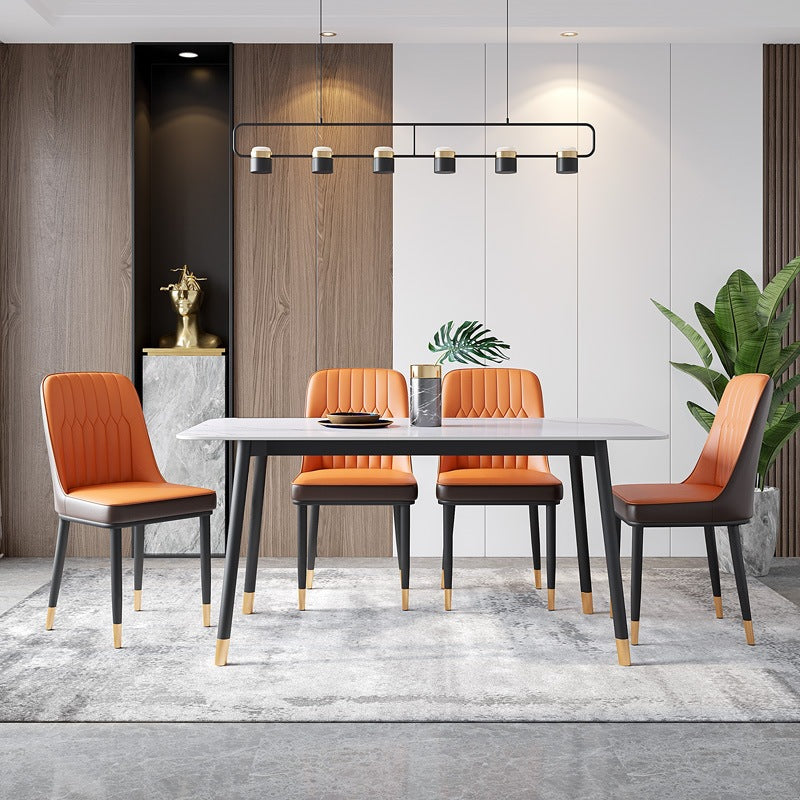 Rectangle Sintered Stone Dining Table Traditional Luxury Dining Table with Black Frame White 51.2"L x 27.6"W x 29.5"H Without Chairs Clearhalo ' dining_table' 'Dining Tables & Seating' 'Dining Tables' 'furn' 'furn_dining_table' 'Furniture' 'furniture_dining_table' 'Kitchen & Dining Furniture' 'kitchen&dining_furn' 'kitchen' 'kitchen_dining_table' 4491401