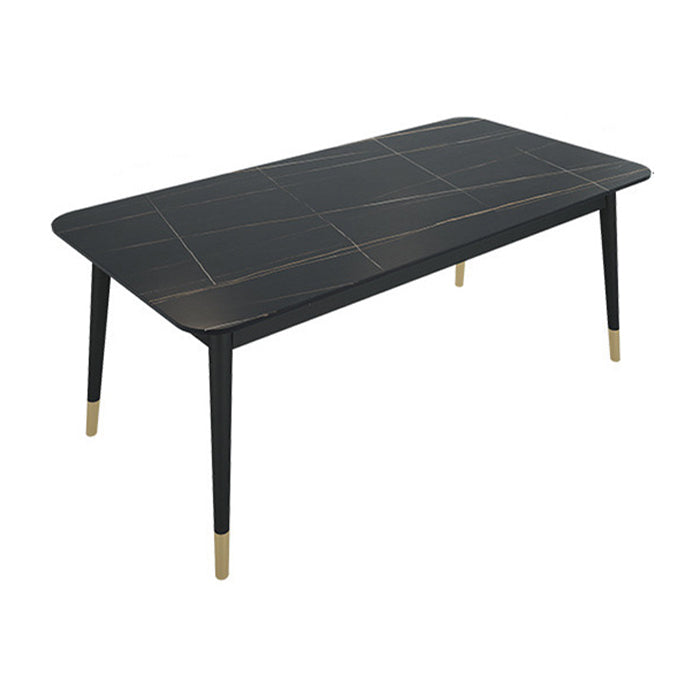 Rectangle Sintered Stone Dining Table Traditional Luxury Dining Table with Black Frame Black Gold Without Chairs Clearhalo ' dining_table' 'Dining Tables & Seating' 'Dining Tables' 'furn' 'furn_dining_table' 'Furniture' 'furniture_dining_table' 'Kitchen & Dining Furniture' 'kitchen&dining_furn' 'kitchen' 'kitchen_dining_table' 4491404
