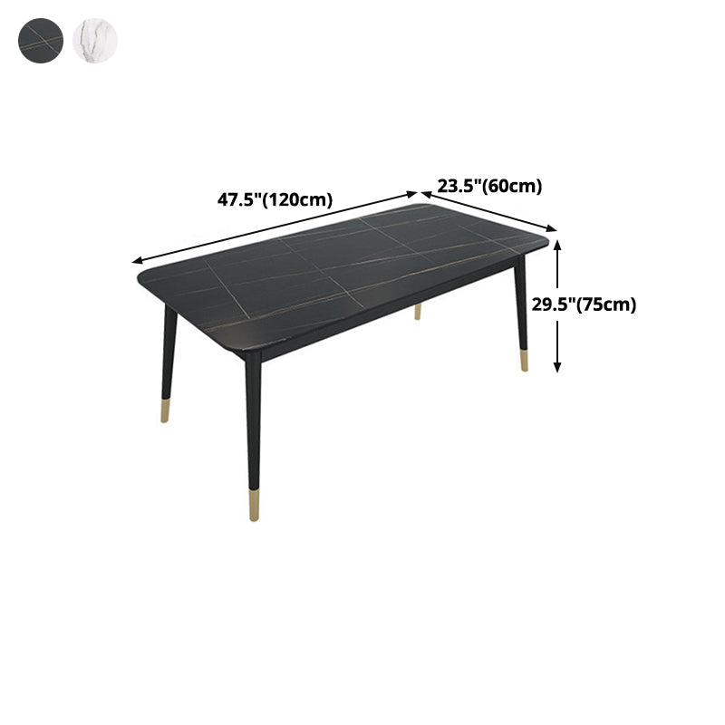 Rectangle Sintered Stone Dining Table Traditional Luxury Dining Table with Black Frame Clearhalo ' dining_table' 'Dining Tables & Seating' 'Dining Tables' 'furn' 'furn_dining_table' 'Furniture' 'furniture_dining_table' 'Kitchen & Dining Furniture' 'kitchen&dining_furn' 'kitchen' 'kitchen_dining_table' 4491410