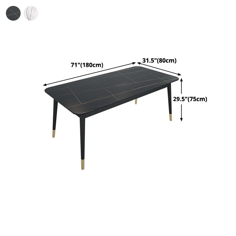 Rectangle Sintered Stone Dining Table Traditional Luxury Dining Table with Black Frame Clearhalo ' dining_table' 'Dining Tables & Seating' 'Dining Tables' 'furn' 'furn_dining_table' 'Furniture' 'furniture_dining_table' 'Kitchen & Dining Furniture' 'kitchen&dining_furn' 'kitchen' 'kitchen_dining_table' 4491414
