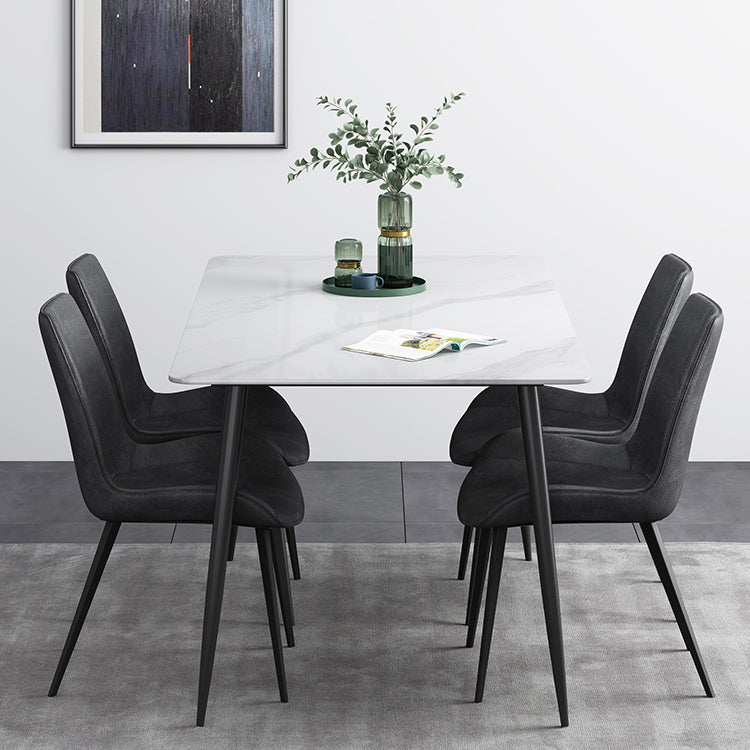 Modern Style Rectangle Dining Table Stone 4-foot Furniture for Dining Room White 47.2"L x 23.6"W x 29.5"H Without Chairs Clearhalo ' dining_table' 'Dining Tables & Seating' 'Dining Tables' 'furn' 'furn_dining_table' 'Furniture' 'furniture_dining_table' 'Kitchen & Dining Furniture' 'kitchen&dining_furn' 'kitchen' 'kitchen_dining_table' 4491416