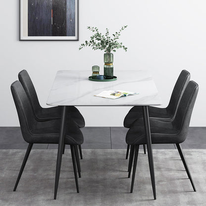 Modern Style Rectangle Dining Table Stone 4-foot Furniture for Dining Room White 47.2"L x 23.6"W x 29.5"H Without Chairs Clearhalo ' dining_table' 'Dining Tables & Seating' 'Dining Tables' 'furn' 'furn_dining_table' 'Furniture' 'furniture_dining_table' 'Kitchen & Dining Furniture' 'kitchen&dining_furn' 'kitchen' 'kitchen_dining_table' 4491416