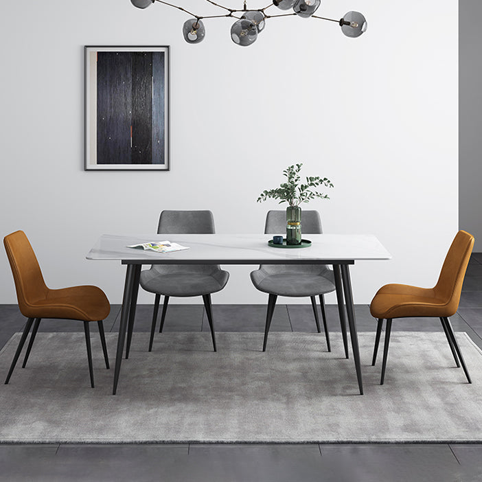 Modern Style Rectangle Dining Table Stone 4-foot Furniture for Dining Room White 51.2"L x 27.6"W x 29.5"H Without Chairs Clearhalo ' dining_table' 'Dining Tables & Seating' 'Dining Tables' 'furn' 'furn_dining_table' 'Furniture' 'furniture_dining_table' 'Kitchen & Dining Furniture' 'kitchen&dining_furn' 'kitchen' 'kitchen_dining_table' 4491417