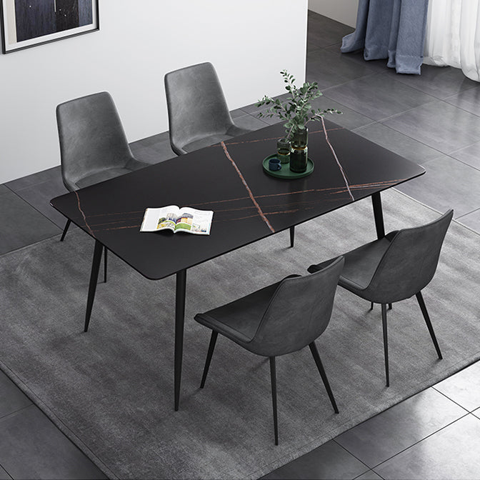 Modern Style Rectangle Dining Table Stone 4-foot Furniture for Dining Room Black Without Chairs Clearhalo ' dining_table' 'Dining Tables & Seating' 'Dining Tables' 'furn' 'furn_dining_table' 'Furniture' 'furniture_dining_table' 'Kitchen & Dining Furniture' 'kitchen&dining_furn' 'kitchen' 'kitchen_dining_table' 4491418
