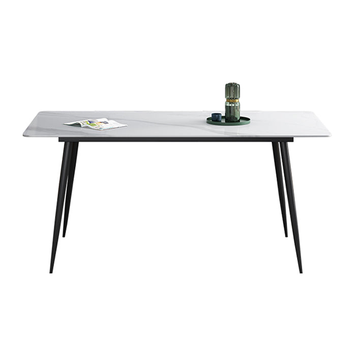 Modern Style Rectangle Dining Table Stone 4-foot Furniture for Dining Room White Without Chairs Clearhalo ' dining_table' 'Dining Tables & Seating' 'Dining Tables' 'furn' 'furn_dining_table' 'Furniture' 'furniture_dining_table' 'Kitchen & Dining Furniture' 'kitchen&dining_furn' 'kitchen' 'kitchen_dining_table' 4491419
