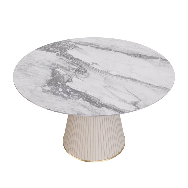 Modern Round Dining Table Stone Top Table with Pedestal Base Light Gray Without Chairs Clearhalo ' dining_table' 'Dining Tables & Seating' 'Dining Tables' 'furn' 'furn_dining_table' 'Furniture' 'furniture_dining_table' 'Kitchen & Dining Furniture' 'kitchen&dining_furn' 'kitchen' 'kitchen_dining_table' 4491433