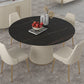 Modern Round Dining Table Stone Top Table with Pedestal Base Black 47.2"L x 47.2"W x 29.5"H Without Chairs Clearhalo ' dining_table' 'Dining Tables & Seating' 'Dining Tables' 'furn' 'furn_dining_table' 'Furniture' 'furniture_dining_table' 'Kitchen & Dining Furniture' 'kitchen&dining_furn' 'kitchen' 'kitchen_dining_table' 4491434