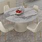 Modern Round Dining Table Stone Top Table with Pedestal Base Light Gray 51.2"L x 51.2"W x 29.5"H Without Chairs Clearhalo ' dining_table' 'Dining Tables & Seating' 'Dining Tables' 'furn' 'furn_dining_table' 'Furniture' 'furniture_dining_table' 'Kitchen & Dining Furniture' 'kitchen&dining_furn' 'kitchen' 'kitchen_dining_table' 4491435