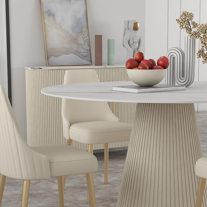 Modern Round Dining Table Stone Top Table with Pedestal Base Clearhalo ' dining_table' 'Dining Tables & Seating' 'Dining Tables' 'furn' 'furn_dining_table' 'Furniture' 'furniture_dining_table' 'Kitchen & Dining Furniture' 'kitchen&dining_furn' 'kitchen' 'kitchen_dining_table' 4491442