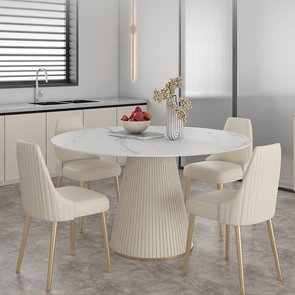 Modern Round Dining Table Stone Top Table with Pedestal Base Clearhalo ' dining_table' 'Dining Tables & Seating' 'Dining Tables' 'furn' 'furn_dining_table' 'Furniture' 'furniture_dining_table' 'Kitchen & Dining Furniture' 'kitchen&dining_furn' 'kitchen' 'kitchen_dining_table' 4491443
