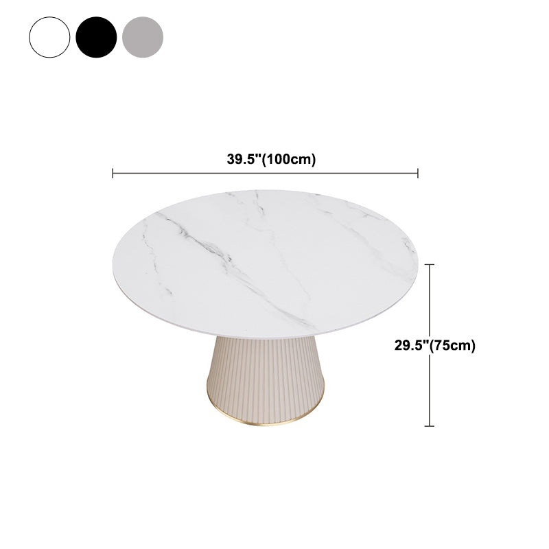 Modern Round Dining Table Stone Top Table with Pedestal Base Clearhalo ' dining_table' 'Dining Tables & Seating' 'Dining Tables' 'furn' 'furn_dining_table' 'Furniture' 'furniture_dining_table' 'Kitchen & Dining Furniture' 'kitchen&dining_furn' 'kitchen' 'kitchen_dining_table' 4491444