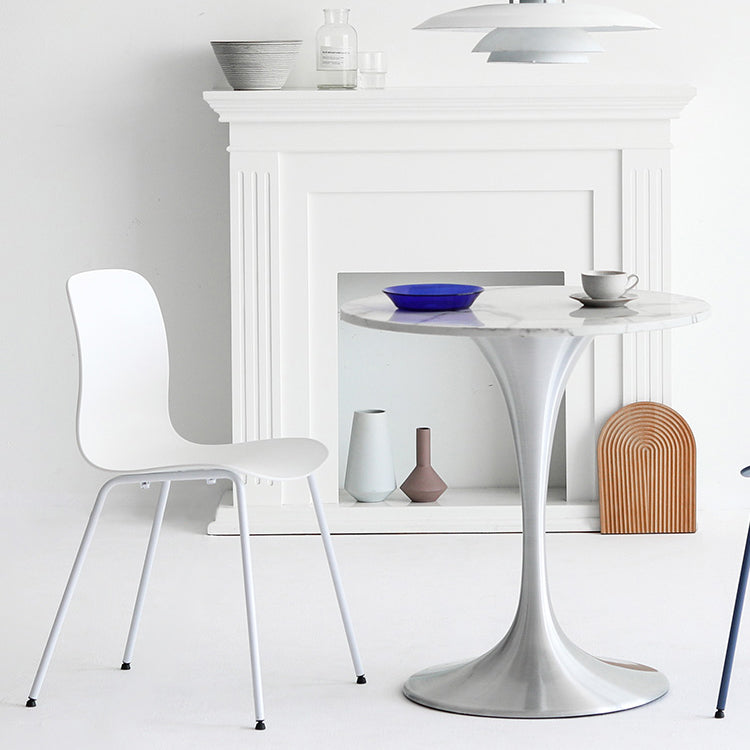 Metal Modern Round Dining Table Marble Top Indoor Table with Tulip Base Clearhalo ' dining_table' 'Dining Tables & Seating' 'Dining Tables' 'furn' 'furn_dining_table' 'Furniture' 'furniture_dining_table' 'Kitchen & Dining Furniture' 'kitchen&dining_furn' 'kitchen' 'kitchen_dining_table' 4491485