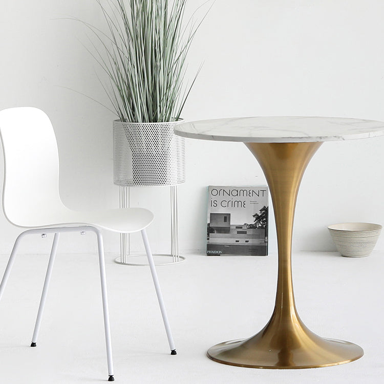 Metal Modern Round Dining Table Marble Top Indoor Table with Tulip Base Clearhalo ' dining_table' 'Dining Tables & Seating' 'Dining Tables' 'furn' 'furn_dining_table' 'Furniture' 'furniture_dining_table' 'Kitchen & Dining Furniture' 'kitchen&dining_furn' 'kitchen' 'kitchen_dining_table' 4491486