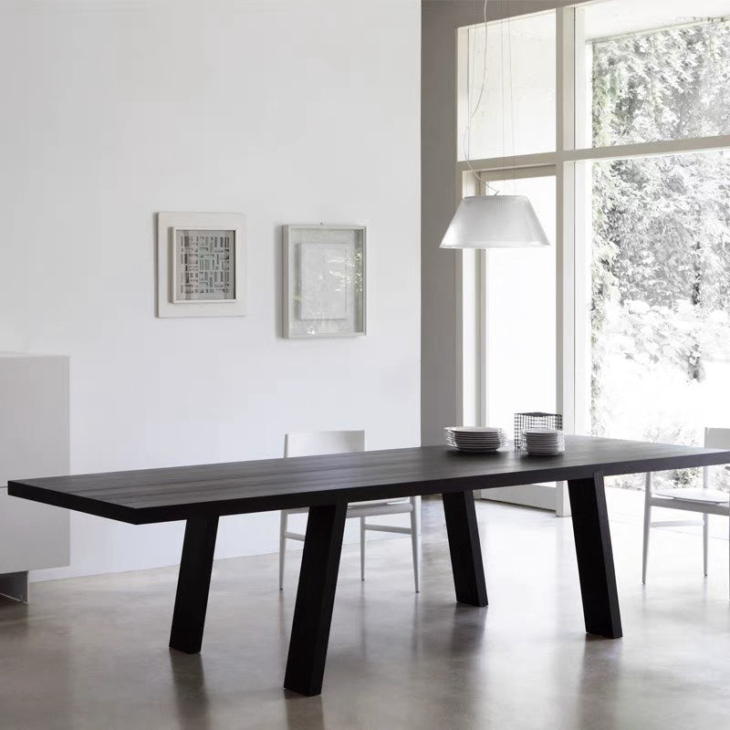 Modern Ash Solid Wood Table for Restaurant Rectangle Kitchen Table with 4 Legs Black 78.7"L x 31.5"W x 29.5"H Without Chairs Clearhalo ' dining_table' 'Dining Tables & Seating' 'Dining Tables' 'furn' 'furn_dining_table' 'Furniture' 'furniture_dining_table' 'Kitchen & Dining Furniture' 'kitchen&dining_furn' 'kitchen' 'kitchen_dining_table' 4491491