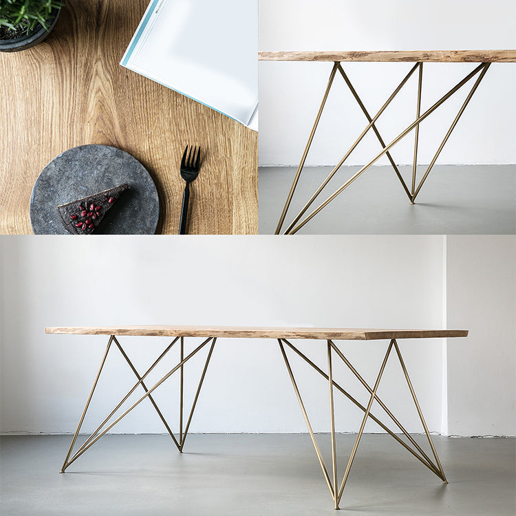 Rectangle Shape Glam Dining Table Solid Wood Fixed Table for Restaurant Clearhalo ' dining_table' 'Dining Tables & Seating' 'Dining Tables' 'furn' 'furn_dining_table' 'Furniture' 'furniture_dining_table' 'Kitchen & Dining Furniture' 'kitchen&dining_furn' 'kitchen' 'kitchen_dining_table' 4491509