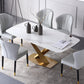 Sintered Stone Dining Table Luxury Style Pedestal Table for Dining Room White 55.1"L x 31.5"W x 29.5"H Without Chairs Clearhalo ' dining_table' 'Dining Tables & Seating' 'Dining Tables' 'furn' 'furn_dining_table' 'Furniture' 'furniture_dining_table' 'Kitchen & Dining Furniture' 'kitchen&dining_furn' 'kitchen' 'kitchen_dining_table' 4491551