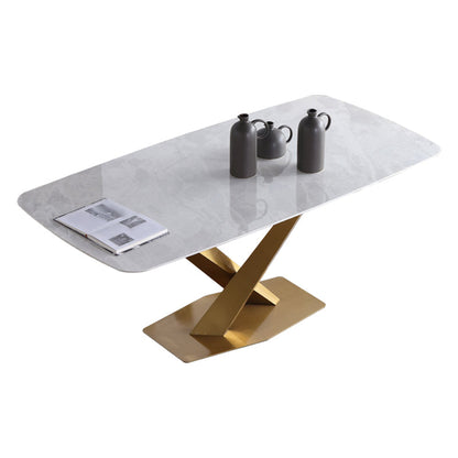 Sintered Stone Dining Table Luxury Style Pedestal Table for Dining Room Light Gray Without Chairs Clearhalo ' dining_table' 'Dining Tables & Seating' 'Dining Tables' 'furn' 'furn_dining_table' 'Furniture' 'furniture_dining_table' 'Kitchen & Dining Furniture' 'kitchen&dining_furn' 'kitchen' 'kitchen_dining_table' 4491559