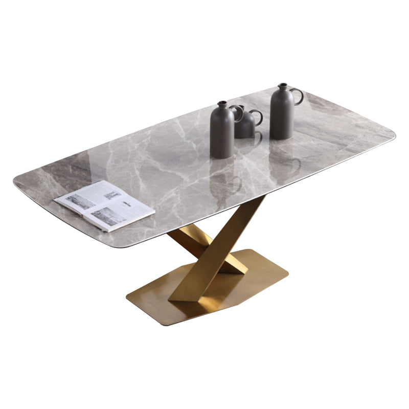Sintered Stone Dining Table Luxury Style Pedestal Table for Dining Room Gray Without Chairs Clearhalo ' dining_table' 'Dining Tables & Seating' 'Dining Tables' 'furn' 'furn_dining_table' 'Furniture' 'furniture_dining_table' 'Kitchen & Dining Furniture' 'kitchen&dining_furn' 'kitchen' 'kitchen_dining_table' 4491560