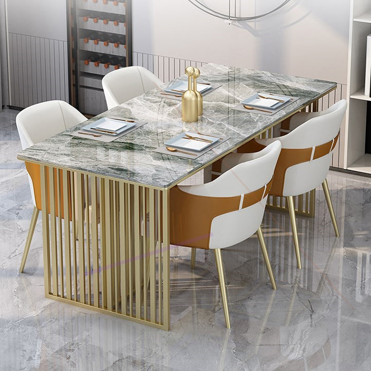 Luxury Sintered Stone Top Dining Table Rectangle Indoor Table with Double Pedestal Base Clearhalo ' dining_table' 'Dining Tables & Seating' 'Dining Tables' 'furn' 'furn_dining_table' 'Furniture' 'furniture_dining_table' 'Kitchen & Dining Furniture' 'kitchen&dining_furn' 'kitchen' 'kitchen_dining_table' 4491593