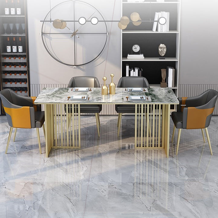 Luxury Sintered Stone Top Dining Table Rectangle Indoor Table with Double Pedestal Base Clearhalo ' dining_table' 'Dining Tables & Seating' 'Dining Tables' 'furn' 'furn_dining_table' 'Furniture' 'furniture_dining_table' 'Kitchen & Dining Furniture' 'kitchen&dining_furn' 'kitchen' 'kitchen_dining_table' 4491596