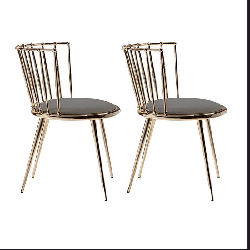 Scandinavian Style Armless Windsor Back Side Chairs Upholstered Dining Chairs Grey 2 Piece Set Clearhalo ' kitchen&dining_furn' 'Dining Chairs' 'Dining Tables & Seating' 'dining_chair' 'furn' 'furn_dining_chair' 'Furniture' 'furniture_dining_chair' 'Kitchen & Dining Furniture' 'kitchen' 4491606