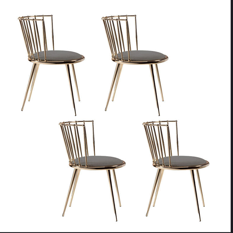 Scandinavian Style Armless Windsor Back Side Chairs Upholstered Dining Chairs Grey 4 Piece Set Clearhalo ' kitchen&dining_furn' 'Dining Chairs' 'Dining Tables & Seating' 'dining_chair' 'furn' 'furn_dining_chair' 'Furniture' 'furniture_dining_chair' 'Kitchen & Dining Furniture' 'kitchen' 4491607