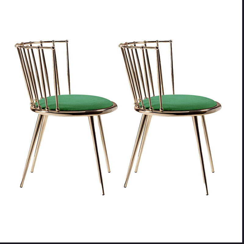 Scandinavian Style Armless Windsor Back Side Chairs Upholstered Dining Chairs Green 2 Piece Set Clearhalo ' kitchen&dining_furn' 'Dining Chairs' 'Dining Tables & Seating' 'dining_chair' 'furn' 'furn_dining_chair' 'Furniture' 'furniture_dining_chair' 'Kitchen & Dining Furniture' 'kitchen' 4491611