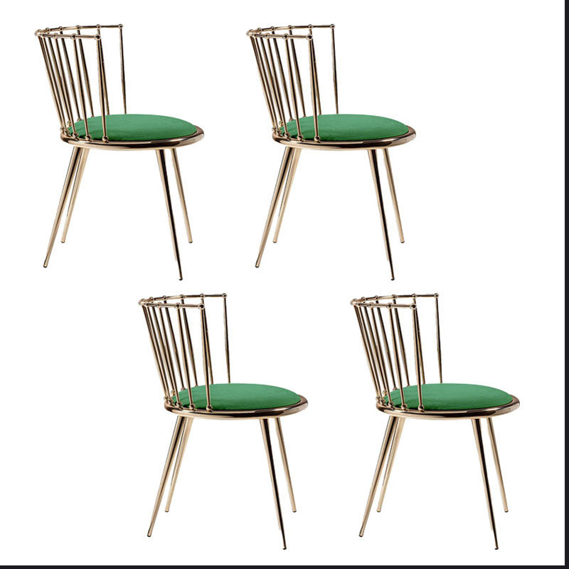 Scandinavian Style Armless Windsor Back Side Chairs Upholstered Dining Chairs Green 4 Piece Set Clearhalo ' kitchen&dining_furn' 'Dining Chairs' 'Dining Tables & Seating' 'dining_chair' 'furn' 'furn_dining_chair' 'Furniture' 'furniture_dining_chair' 'Kitchen & Dining Furniture' 'kitchen' 4491613